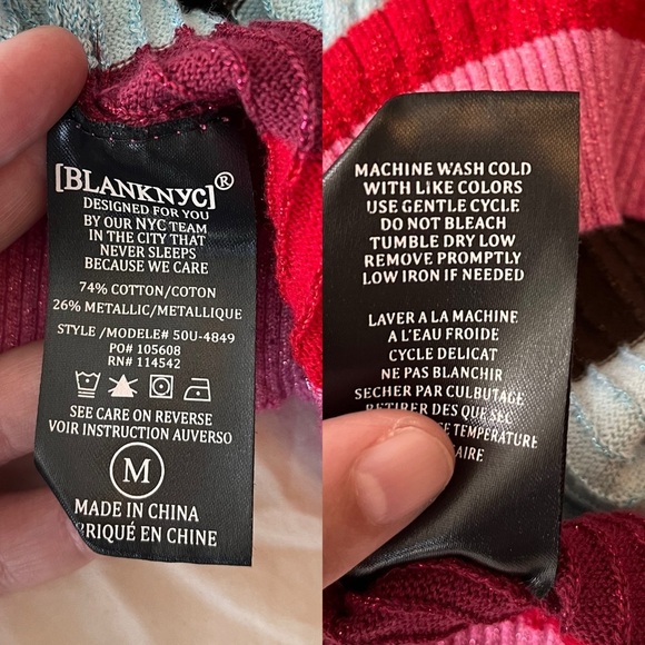 BLANKNYC Multi-Stripe Metallic Ribbed Sweater M - Picture 10 of 10